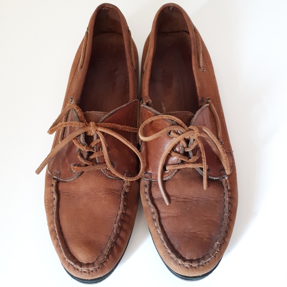 Maine Woods Leather High Cut Laced Boat Shoes 10 - Picture 3 of 11